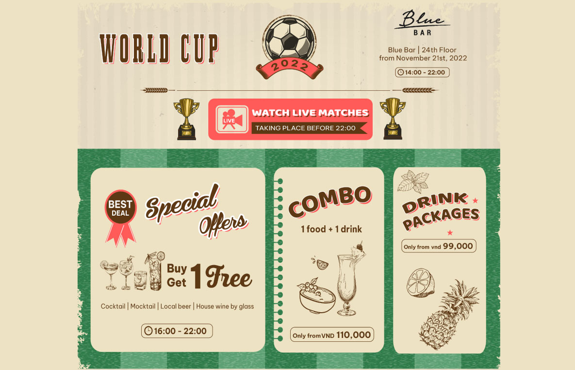 Watch WORLD CUP 2022 and enjoy the international cuisine at Potique hotel in Nha Trang